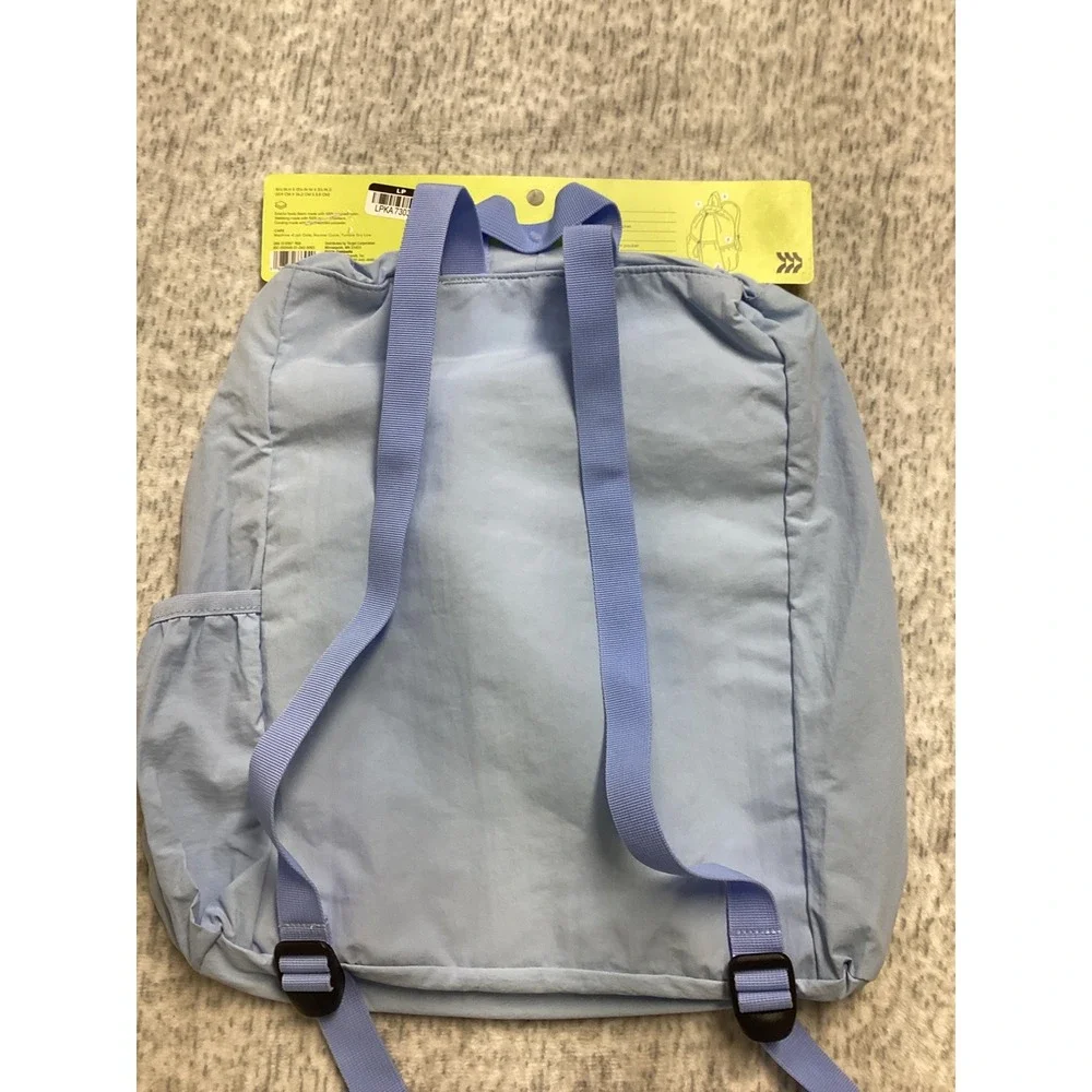 All in Motion Light Blue Cinch Closure Backpack Water Repellent‎ Drawstring Bag